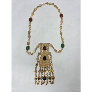 ACCESSOCRAFT NYC VINTAGE COUTURE ETRUSCAN BYZANTINE GOLD STATEMENT NECKLACE